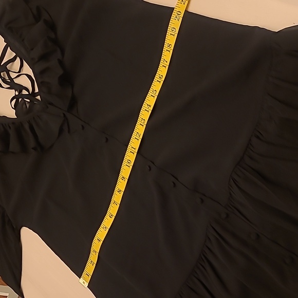 NWOT ASOS DESIGN Button Through Ruffle Front Tiered Black V-neck Maxi Dress - Picture 5 of 14